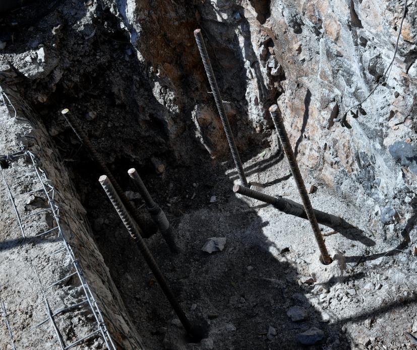 Underpinning foundation for the plinth of
