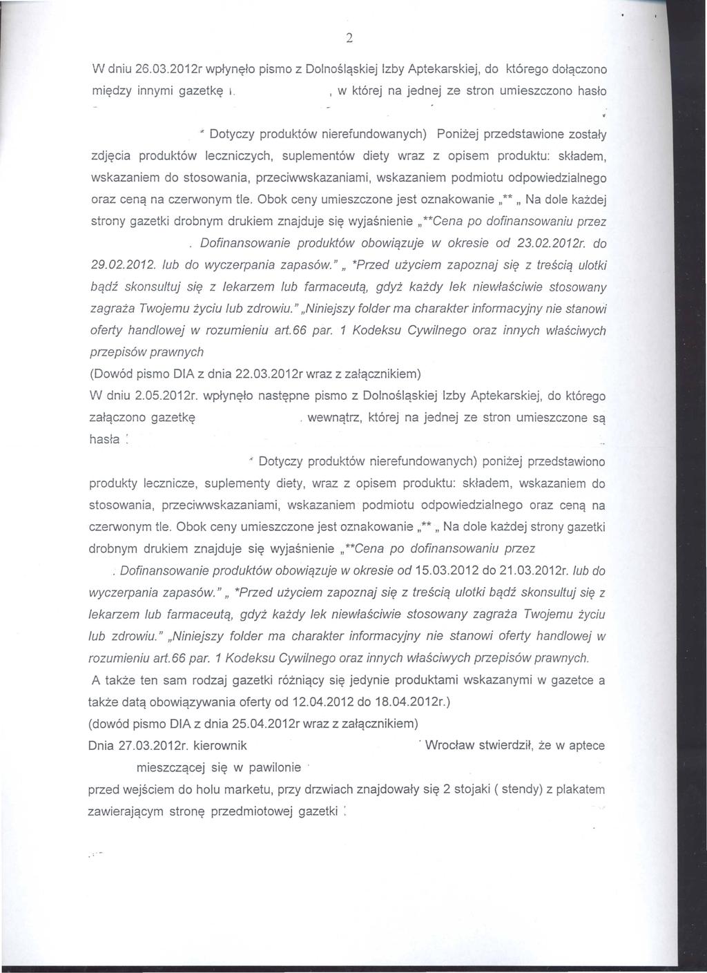 \N dniu 26.03.2012r wpfyn~fo pismo z DolnoslCiskiej Iz