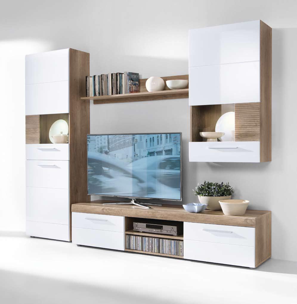 Power Neo oak grey / biały oak grey / white oak grey / weiss połysk gloss glanz PÓŁKA SHELF BORD 120/21,5/21 WITRYNA MAŁA