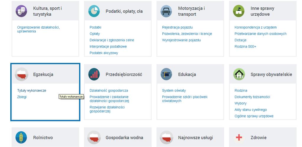 Krok 2 Wybieramy sprawy wybranego urzędu.