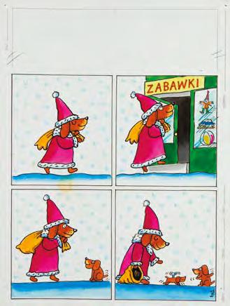 500 209 Jerzy Flisak (1930-2008) Bobik jako Mikołaj, ilustracja do czasopisma "Świerszczyk", lata 90.