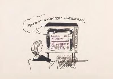 Miklaszewski (1912-1999) "Podajemy najświeższe wiadomości!", ilustracja satyryczna, lata 80.