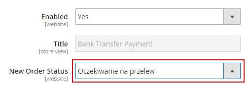 Dodanie nowych statusów zamówień a) Oczekiwanie na przelew (status code: pending_wire_transfer) - statusem tym będą oznaczane zamówienia (płatne z