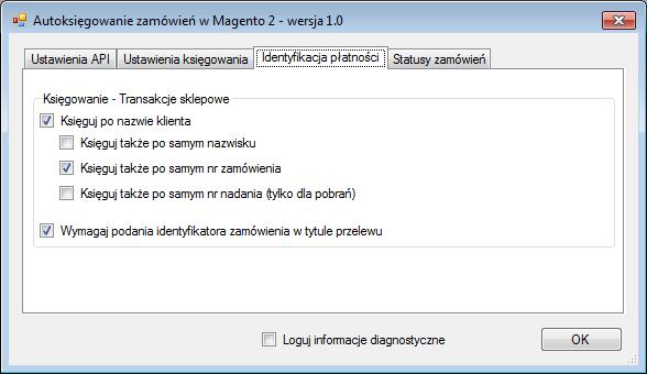 Wybór statusów zamówień do księgowania Uwaga: należy wybrać przynajmniej jeden status do księgowania.