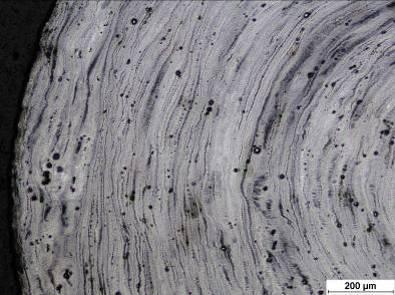 Comparison of metallographic specimens of samples after critical strain, deformed at a rate of 0.