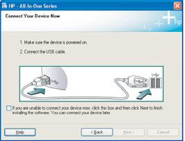 16 USB Podł cz kabel USB Windows: µ µ µ USB. µ, USB µ HP all-in-one USB. Macintosh: USB µ HP all-in-one USB.