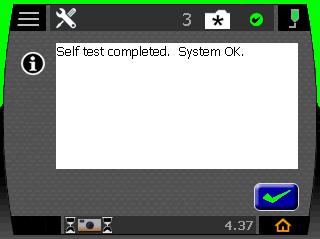 Rozwiązywanie problemów 6-9 Stan ekranu autotestu Rysunek 6 5 Stan ekranu autotestu 1 2 1 Ekran podczas autotestu 2 Ekran po pomyślnym zakończeniu autotestu Jeżeli autotest nie powiedzie się,