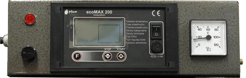 3.1.2. Kotły o mocach 40 60 kw Automatyka kotła została zrealizowana w oparciu o mikroprocesorowy regulator firmy PLUM ecomax 200.