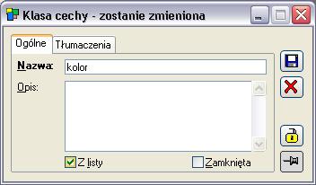 Rys. 2.116 Klasa cechy. Okno: Cecha składa się z dwóch zakładek.