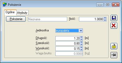 Nazwy segmentów adresu Rys. 2.142 Okno: PołoŜenie, w którym moŝna edytować dane jednostki składowania dla towaru na konkretnym dokumencie PM.