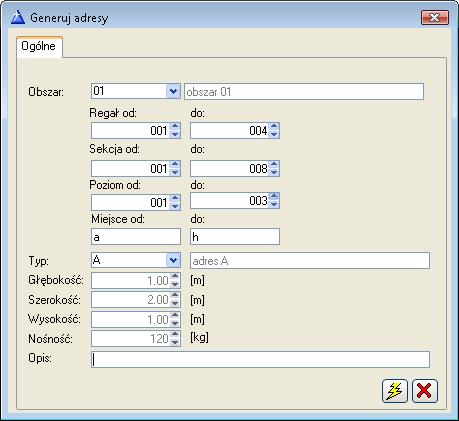 Rys. 2.147 Okno, w którym definiuje się parametry generowania/aktualizowania wielu adresów jednocześnie.