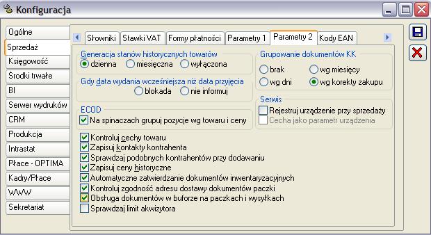 2.2.4.2 Konfiguracja, zakładka: SprzedaŜ/ Parametry 2 Rys. 2.14 Konfiguracja, zakładka: SprzedaŜ/Parametry 2.