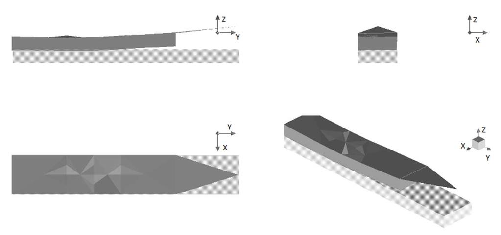 Modal shape visualizations were obtained for geometrical model of examined element (slab panel, transom) shown in Fig. 9.