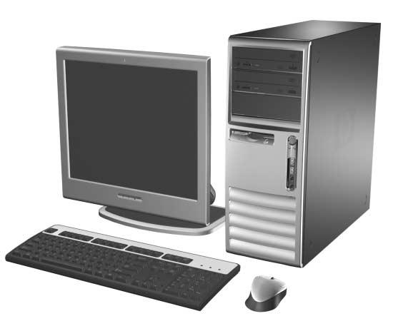1 Elementy produktu Elementy w konfiguracji standardowej Komputer HP Compaq typu convertible minitower można łatwo przekształcić w komputer typu desktop.