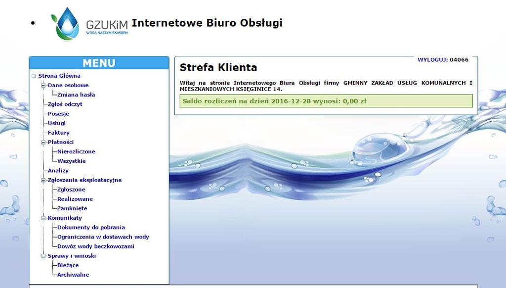 3. Korzystanie z systemu ibok Po zalogowaniu po lewej stronie znajduje się menu, w którym możemy wybrać interesującą nas czynność (dokładniejszy opis każdej zakładki poniżej), u góry widzimy