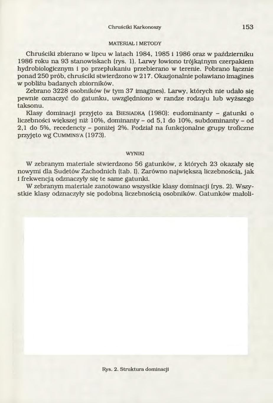 Chruściki Karkonoszy 153 MATERIAŁ I METODY C hruściki zbierano w lipcu w latach 1984, 1985 i 1986 oraz w październiku 1986 roku na 93 stanowiskach (rys. 1).