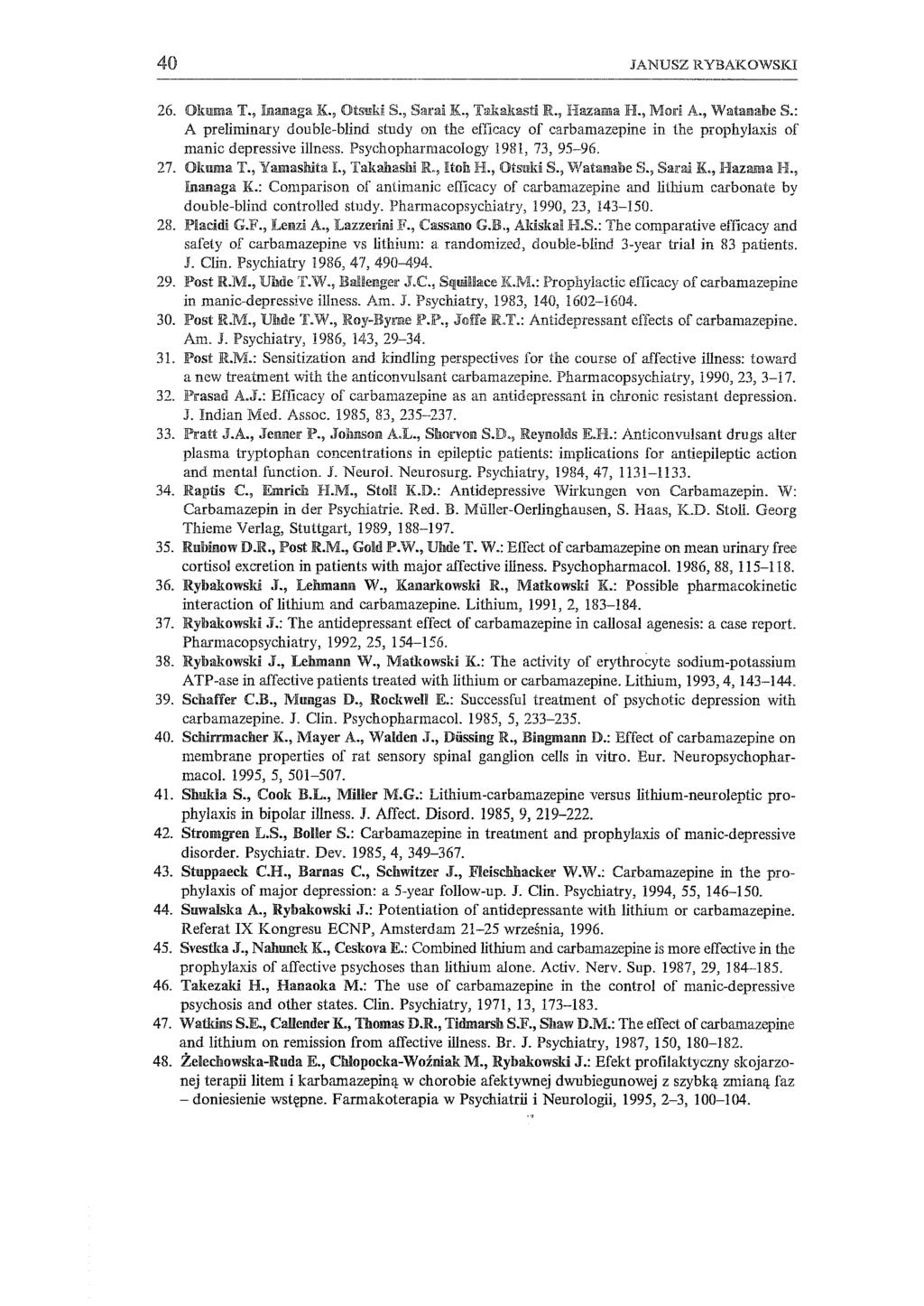 40 JANUSZ RYBAKOWSKI 26. IOlmma T., ][Jlilll.JIJlagat K., IOts!lki B., S~ll!"31ll Ko, Tm.k!llo11sti H., Hrnzama H., Mori A., WattaHllabe S.