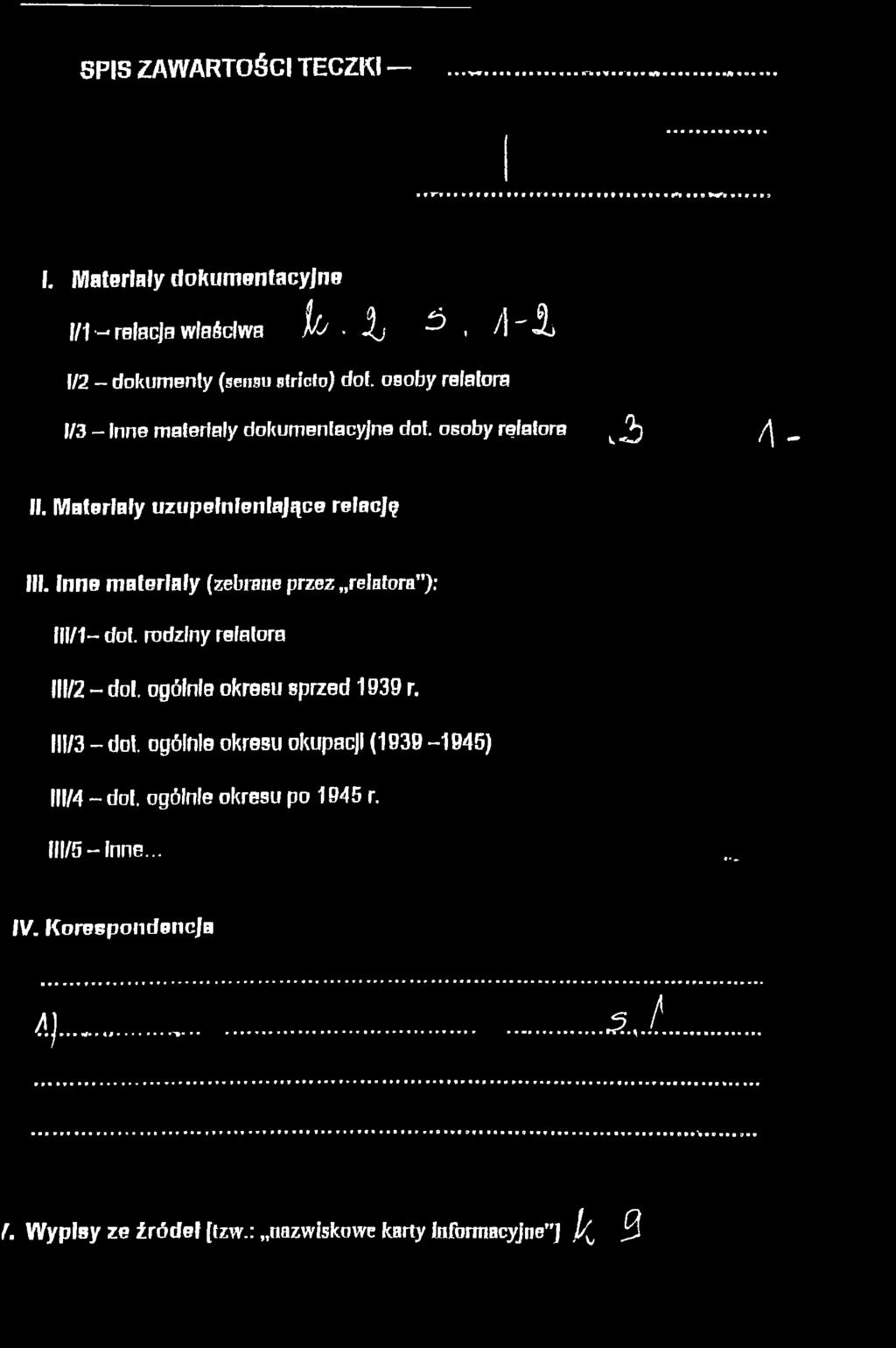 rodziny relałora III/2 - doł. ogólnie okresu sprzed 1939 r. III/3 dot.