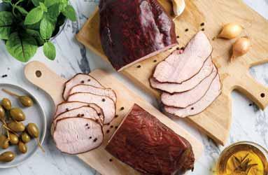 ORO GRANADA 150 g 4,67/ kraj pochodzenia Hiszpania 7 00 Pastrami premium ŁUKÓW 44 Z mięśni udźca wołowego, bez glutaminianu, bez