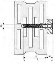ZAMOCOWANIA RAMOWE KDS KD, KDT KD-...K PARAMETRY MONTAŻU K min. głębokość zakotwienia D średnica kołka L długość kołka U maks.