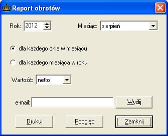 SOSPA System Obsługi SPA 9.3. ZESTAWIENIE OBROTÓW Zestawienie obrotów jest następnym graficznym raportem w programie. Po wybraniu tej funkcji zostaje wyświetlone okienko (Rys.