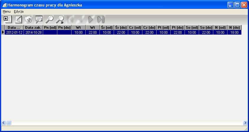 SOSPA System Obsługi SPA 10.8.3. Harmonogram czasu pracy.