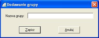 SOSPA System Obsługi SPA 10.9.1. Dodawanie nowej grupy. Funkcja umożliwia dodanie nowej grupy zabiegów do listy. W tym oknie (Rys.