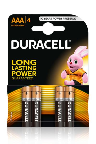 Baterie DURACELL BASIC LR03 / AAA / MN 2400 (K4) Symbol KTM: SC-DURB-AAA-4 Symbol EAN: 5000394077164 Waga: 0.054kg Ilość produktów w opakowaniu zbiorczym: 10 szt.