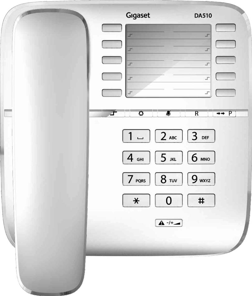 Przegląd funkcji telefonu Gigaset DA50 3 4 5 6 7 8 Klawisze Programowalne klawisze skrótów Pasek etykiet programowalnych klawiszy skrótów 3 Klawisz Shift 4 Klawisz ustawiania 5 Klawisz ponownego