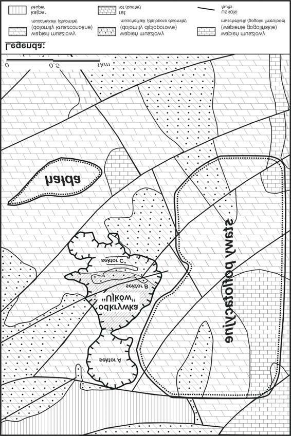 134 W profilu litologicznym triasu wystêpuj¹ utwory kajpru, wapienia muszlowego i pstrego piaskowca.