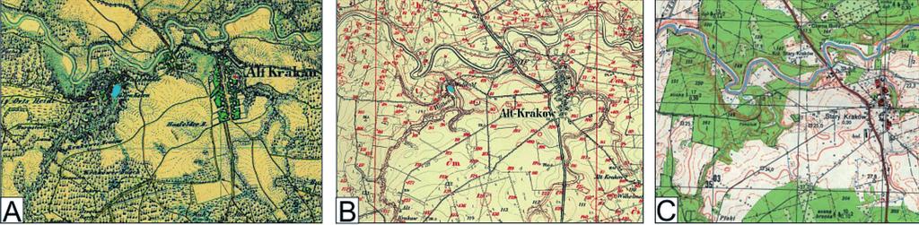 Destroyed embankment of the old mill pond and it s location Profil podłużny koryta Jarosławianki pokazuje, że istnieje istotny związek pomiędzy budową geologiczną obszaru, przez który ona płynie, a