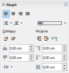 orientacji akapitu Ustawienie wcięć