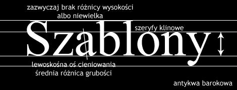 poziomymi i pionowymi Garamond Palatino 55 Czcionki Antykwa barokowa (ang.