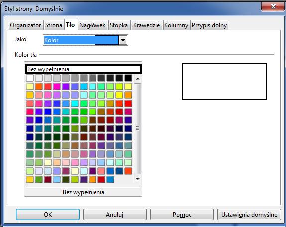Format strony OpenOffice