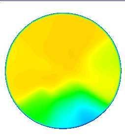 Distribution of gas velocity in cross section just after elbow