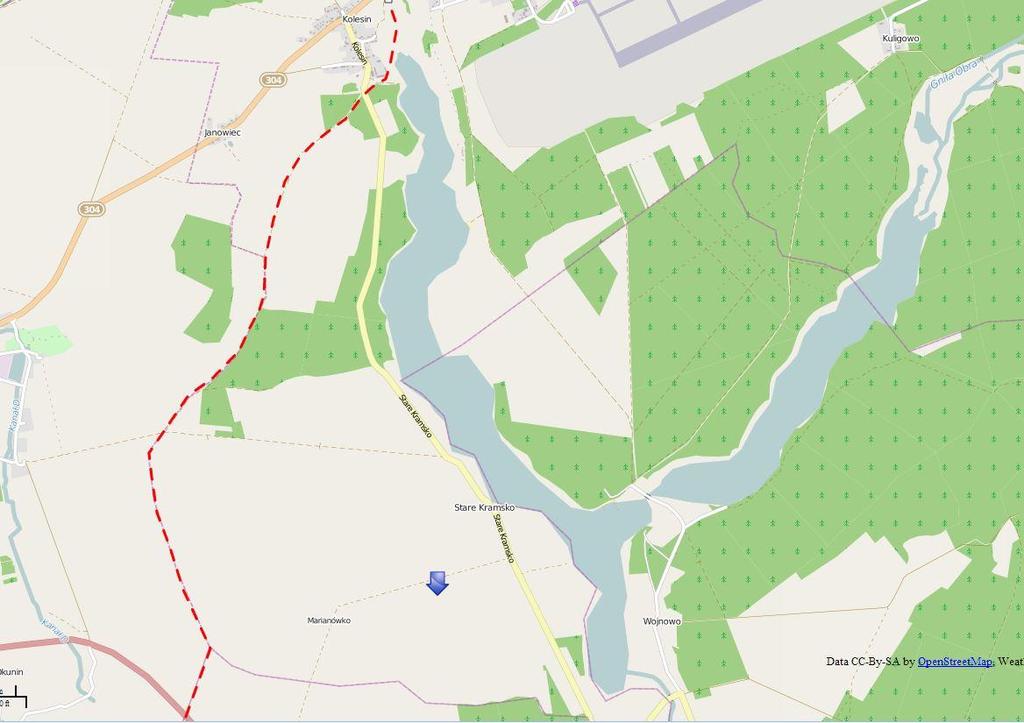 Należy także rozważyć budowę nowej drogi od Smolna Małego do Kolesina. Schemat nr 2. Przebieg nowej drogi Smolno Małe - Kolesin Źródło: http://mmapa.pl Dojazd od północy z Gorzowa Wlkp.
