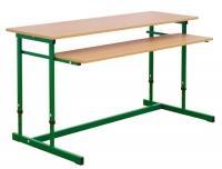 Stolik 2-osobowy ze stałą półką na klawiaturę Wymiary: (SxGxW) 1300 x 450 x 760 mm Wymiary półki (SxG) 1160 x 300 mm Stolik do