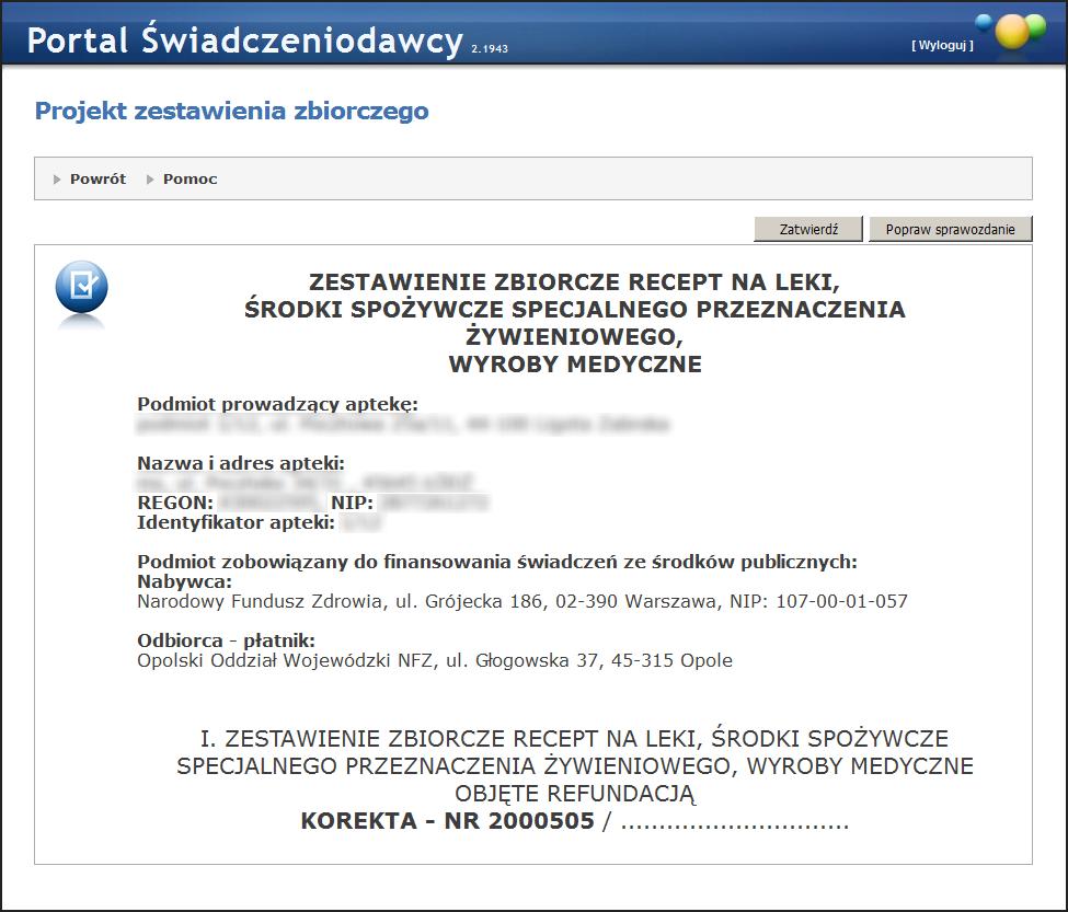 174 Portal Świadczeniodawcy Przy ciski umożliwiaj ące zatwierdzenie lub odrzucenie i