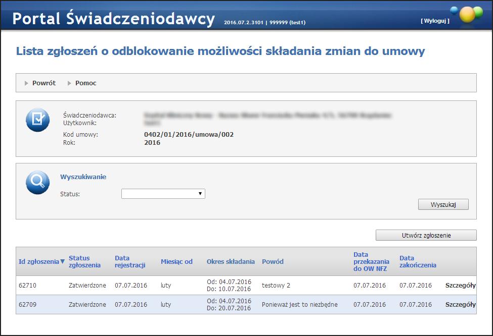 Obsługa okien 39 Przycisk pozwala na dodanie nowego zgłoszenia.