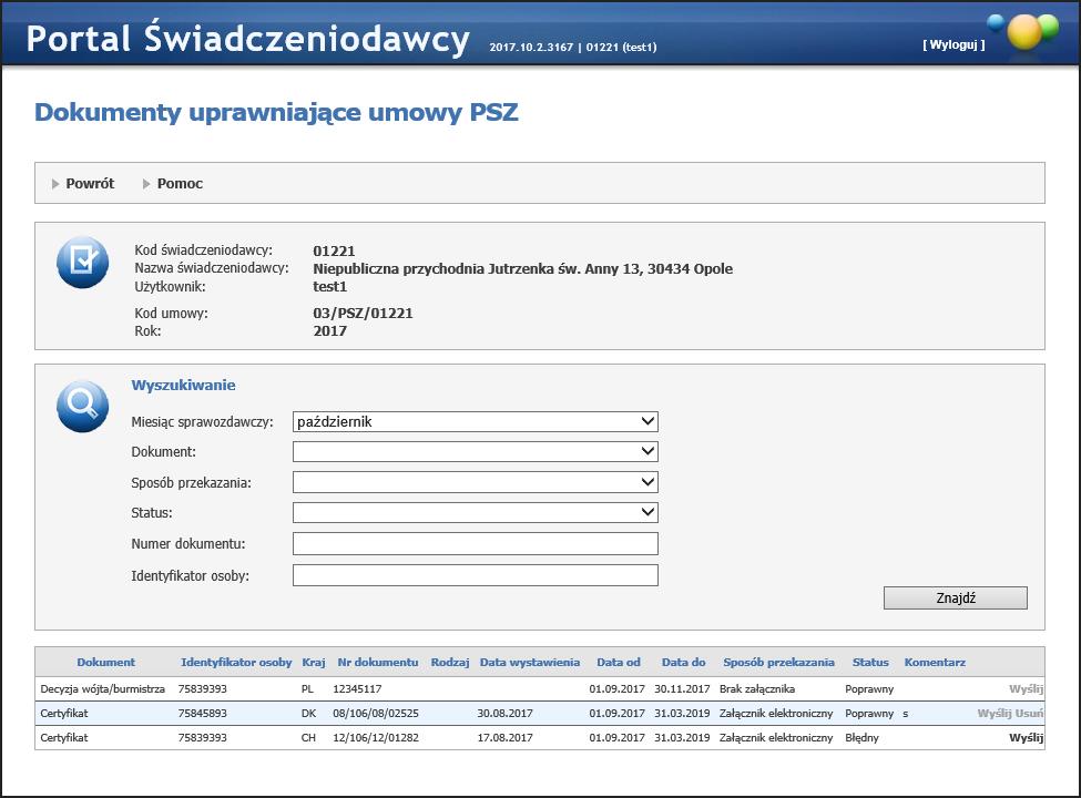 64 Portal Świadczeniodawcy By przekazać wniosek do OW nie jest konieczne dołączanie wszystkich dostępnych załączników. Przekazanie załączników do wniosku jest zawsze opcjonalne. 4.2.3.