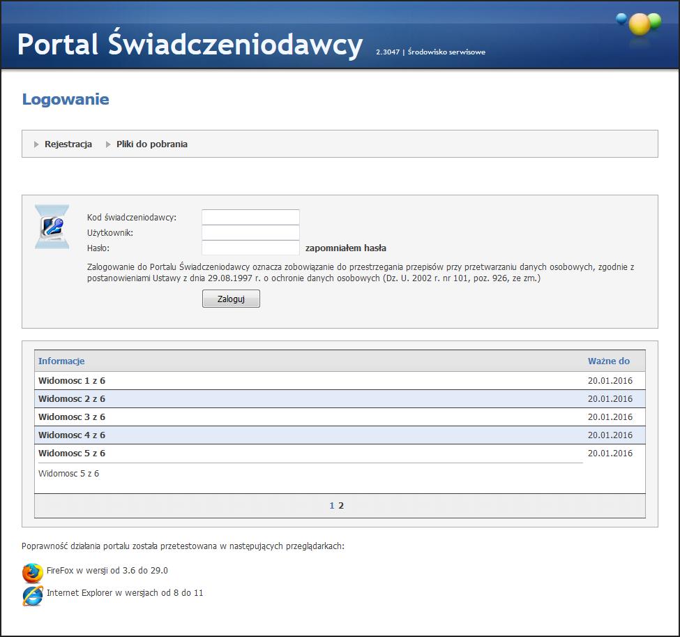 8 Portal Świadczeniodawcy możliwa dopiero po zmianie hasła na nowe. W przypadku niejasności, wszelkie szczegółowe informacje zostają wyświetlone po wybraniu przycisku Pomoc na stronie logowania.
