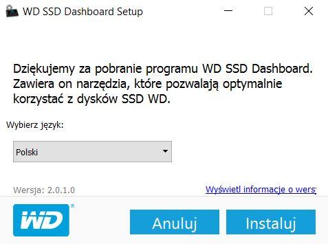 Wprowadzenie Instalacja Bieżącą wersję oprogramowania interfejsu administracyjnego WD SSD można pobrać z http://support.wdc.com.