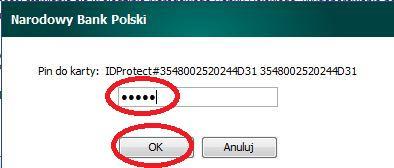 8. Następnie należy podać PIN do karty elektronicznej i kliknąć przycisk OK. 9.