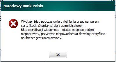 7. Błędy przy zdalnej aktualizacji kluczy i certyfikatów 7.