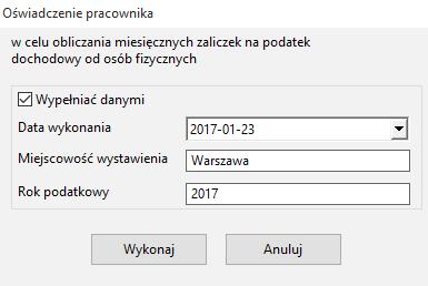 Oświadczenie pracownika zaliczka na pdof Dodano raport Oświadczenie pracownika zaliczka na pdof. Raport znajduje się w katalogu Raporty kadrowe\b.