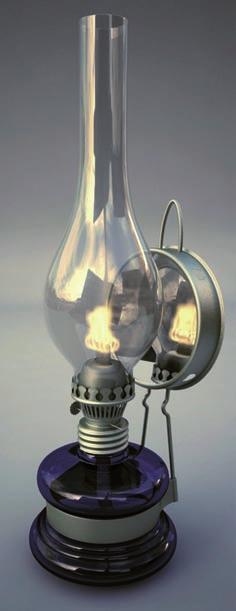 Lampa oliwna płomień osłonięto szkłem, dodano ruchomy knot. Ten rodzaj oświetlenia był już bardziej bezpieczny w użyciu. Szklana kolba chroniła przed żywym płomieniem.