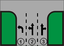 S t r o n a 12 76. Na tym oznakowanym wlocie na skrzyżowanie kierujący pojazdem może: A) jechać na wprost z pasa 1, 2 lub 3; B) skręcić w prawo z pasa 2 i 3; C) skręcić w lewo z pasów 1 i 2. 77.