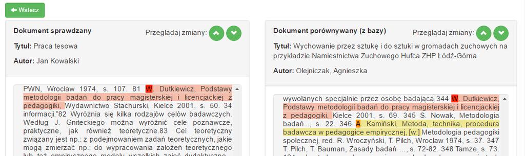 Należy każdorazowo upewnić się, o jaki rodzaj powtórzenia (tożsamości fraz) chodzi. Sam wskaźnik liczbowy jedynie sygnalizuje fakt powtórzenia, ale mogą to być np.