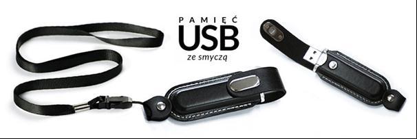 20. Pamięć USB 8 GB Ekskluzywna pamięć USB o pojemności 8 GB z czarną smyczą parcianą w obudowie ze skóry ekologicznej.