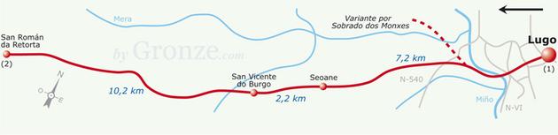 Etap 10 Lugo - San Román da Retorta (19.8 km) San Vicente do Burgo Wys.: 500 m.n.p.m. Do San Román da Retorta: 10 km Do Santiago de Compostela: 90.